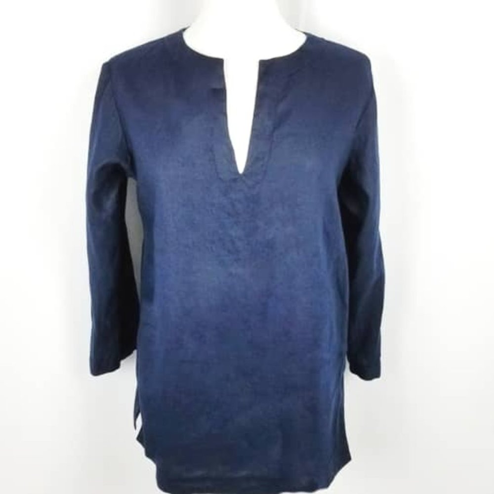 CHAPS Linen V- Neck Popover/Tunic -- 41-inch chest